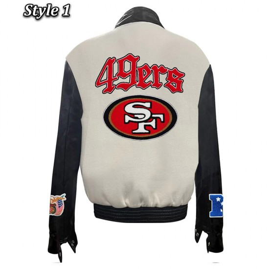 JH San Francisco 49ers Varsity White and Black Jacket