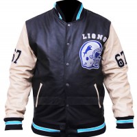 Shop Beverly Hills Cop Axel Foley Detroit Lions Jacket, Male / Real Leather Sleeves / Small