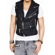 Mens Belted Asymmetrical Zipper Leather Vest