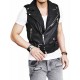 Mens Belted Asymmetrical Zipper Leather Vest