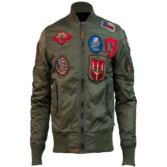 Men Army Green Top Gun Tom Cruise Fighter Jet Pilot Jacket