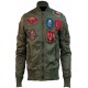 Men Army Green Top Gun Tom Cruise Fighter Jet Pilot Jacket