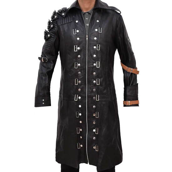 PUBG Playerunknowns Battlegrounds Black Leather Trench Coat