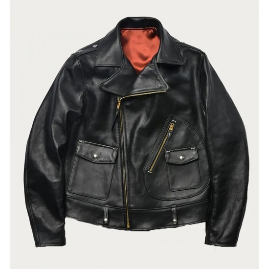 Jason Momoa Black Leather Biker Jacket