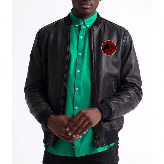 Jurassic Park Black Bomber Leather Jacket