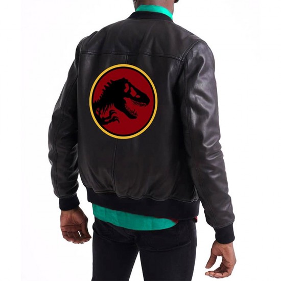 Jurassic Park Black Bomber Leather Jacket