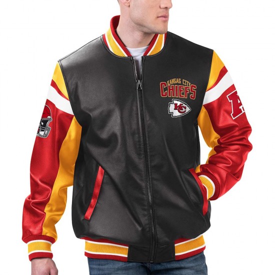 Kansas City Chiefs Black Varsity Full-Zip Leather Jacket