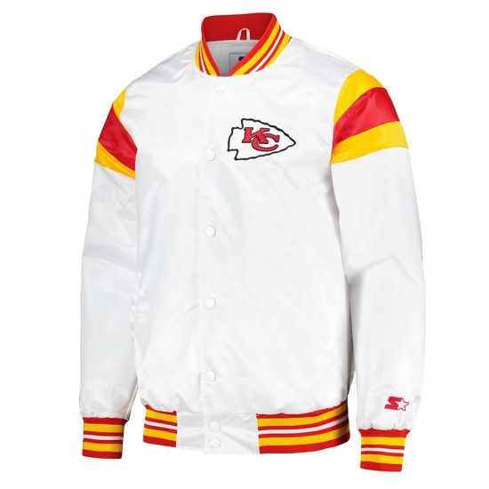 Kansas City Chiefs White Teddy Varsity Satin Jacket