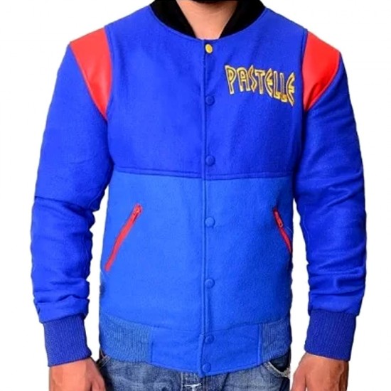 Kanye West Pastelle Varsity Blue Wool Jacket