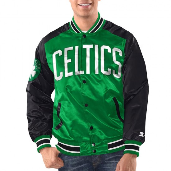 Kelly Green/Black Boston Celtics Renegade Varsity Satin Jacket