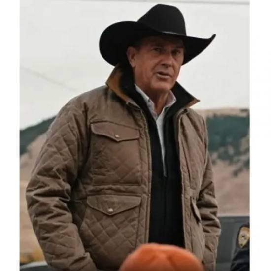 Kevin Costner Yellowstone Season 04 Brown Quilted Jacket