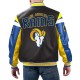 LA Rams Black Varsity Full-Zip Leather Jacket