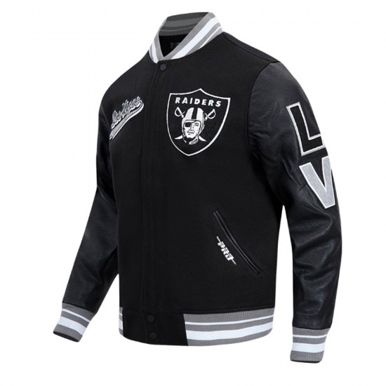 Las Vegas Raiders Script Tail Classic Rib Varsity Jacket