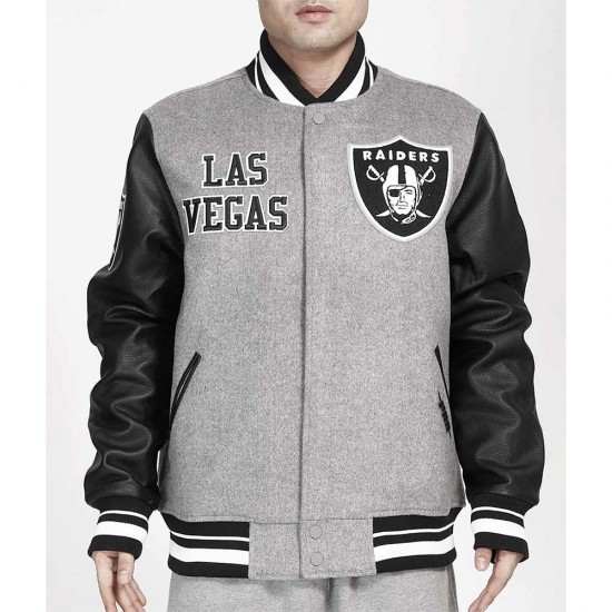 Las Vegas Raiders Varsity Gray and Black Jacket