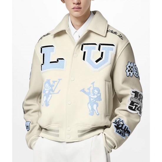 Louis V Bunny Cream Varsity Jacket