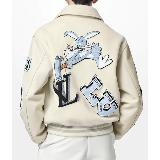 Louis V Bunny Cream Varsity Jacket