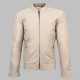 New Mens Baltoro Beige Sheepskin Cafe Racer Jacket