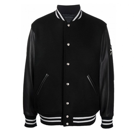 Mastermind Japan Logo-Embroidery Black Varsity Jacket