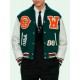 Mens Barrel Green and White Letterman Jacket