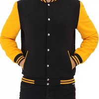 Men’s College Black and Yellow Varsity Bomber Jacket