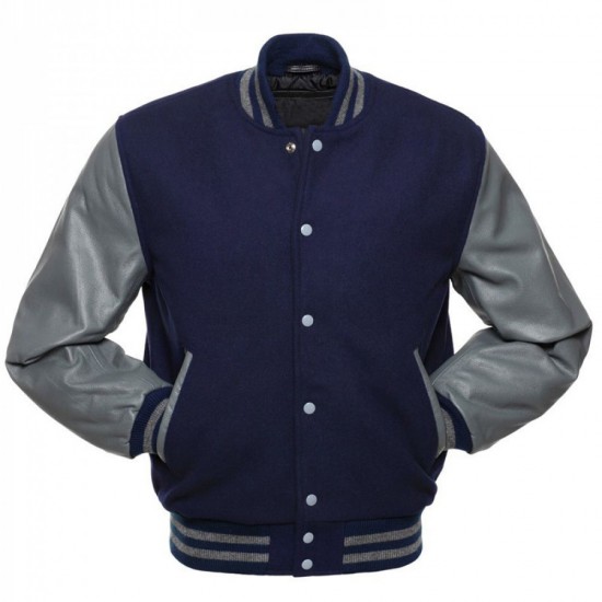 Mens Blue and Gray Bomber Jacket