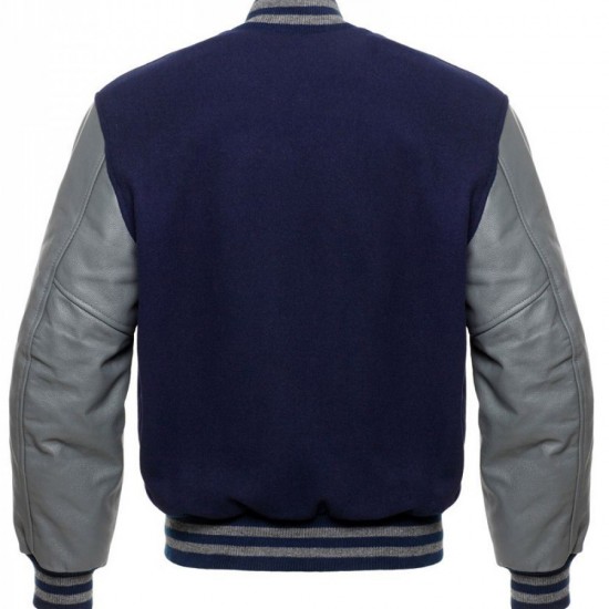 Mens Blue and Gray Bomber Jacket