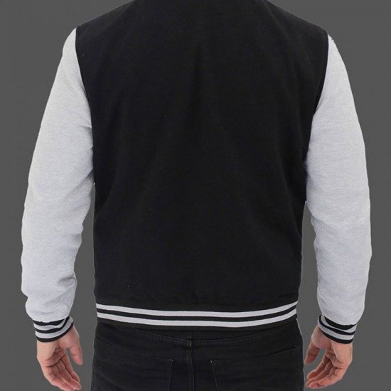 Mens Bomber Baseball Black and Grey Jacket