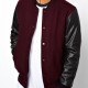 Mens Bomber College Varsity Maroon and Black Jacket