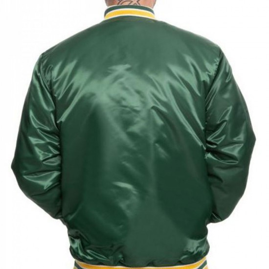 Mens Bomber Starter Oakland As Green Satin Jacket