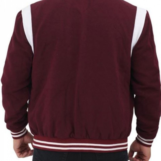 Mens Bomber Varsity Maroon College Jacket