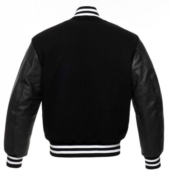 Mens College Black Bomber Jacket