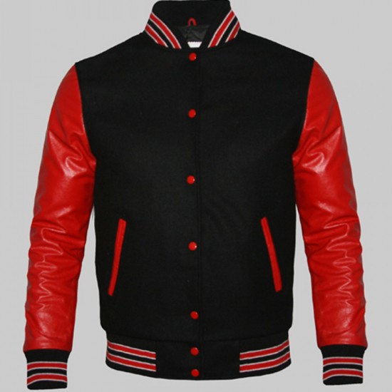 Mens College Varsity Red and Black Jacket