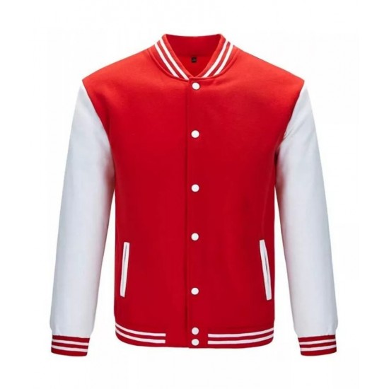 Mens Lightweight Varsity Rib Knit Bomber Jacket