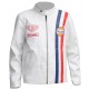 Mens Steve McQueen Le Mans Gulf Racing White Leather Jacket