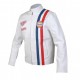 Mens Steve McQueen Le Mans Gulf Racing White Leather Jacket