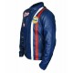 Mens Steve McQueen Le Mans Gulf Racing Blue Leather Jacket