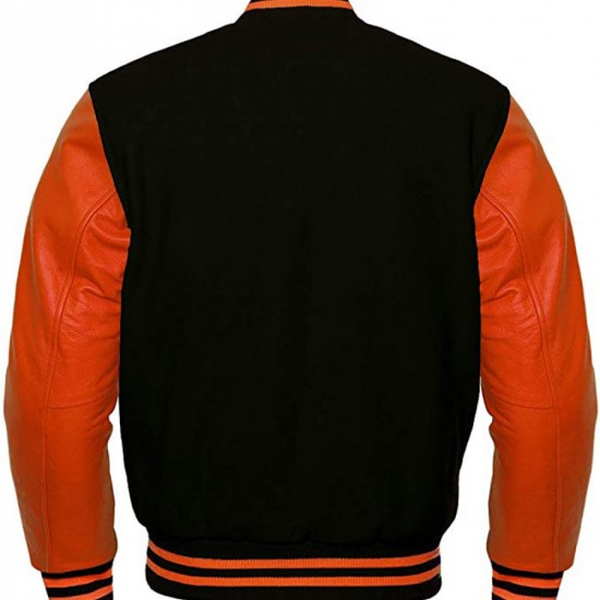 Mens Varsity Black and Orange Jacket