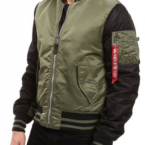 Mens Varsity Flight MA‐1 Green and Black Jacket