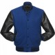 Mens Wool Blue and Black Leather Jacket