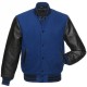 Mens Wool Blue and Black Leather Jacket