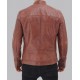 Mens Benjamin Cafe Racer Brown Leather Jacket