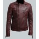 Mens Burgundy Color Biker Style Leather Jacket