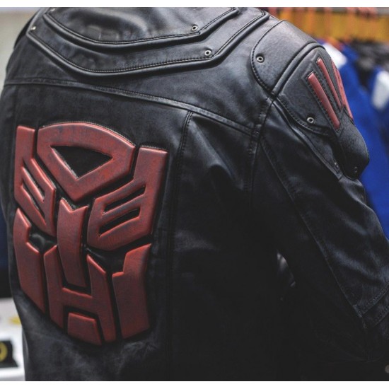 Mens Transformers Autobot Shield Black Armor Leather Jacket