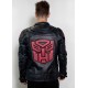 Mens Transformers Autobot Shield Black Armor Leather Jacket