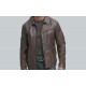 Mens Vintage Leather Shirt Collar Jacket