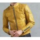 Mens Yellow Cafe Racer Leather Jacket