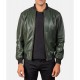 Men’s Bomber Casual Green Leather Jacket