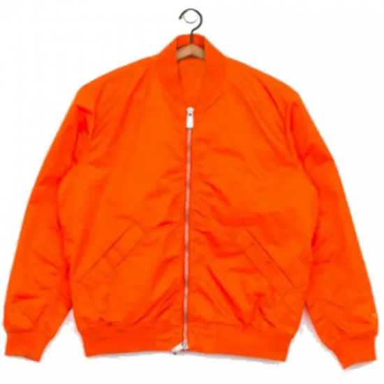 Men’s Bomber Panelled Orange Satin Jacket