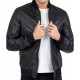 Men’s Casual Bomber Real Black Leather Jacket