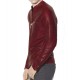 Men’s Casual Red Burnished Dual Zipper Jacket